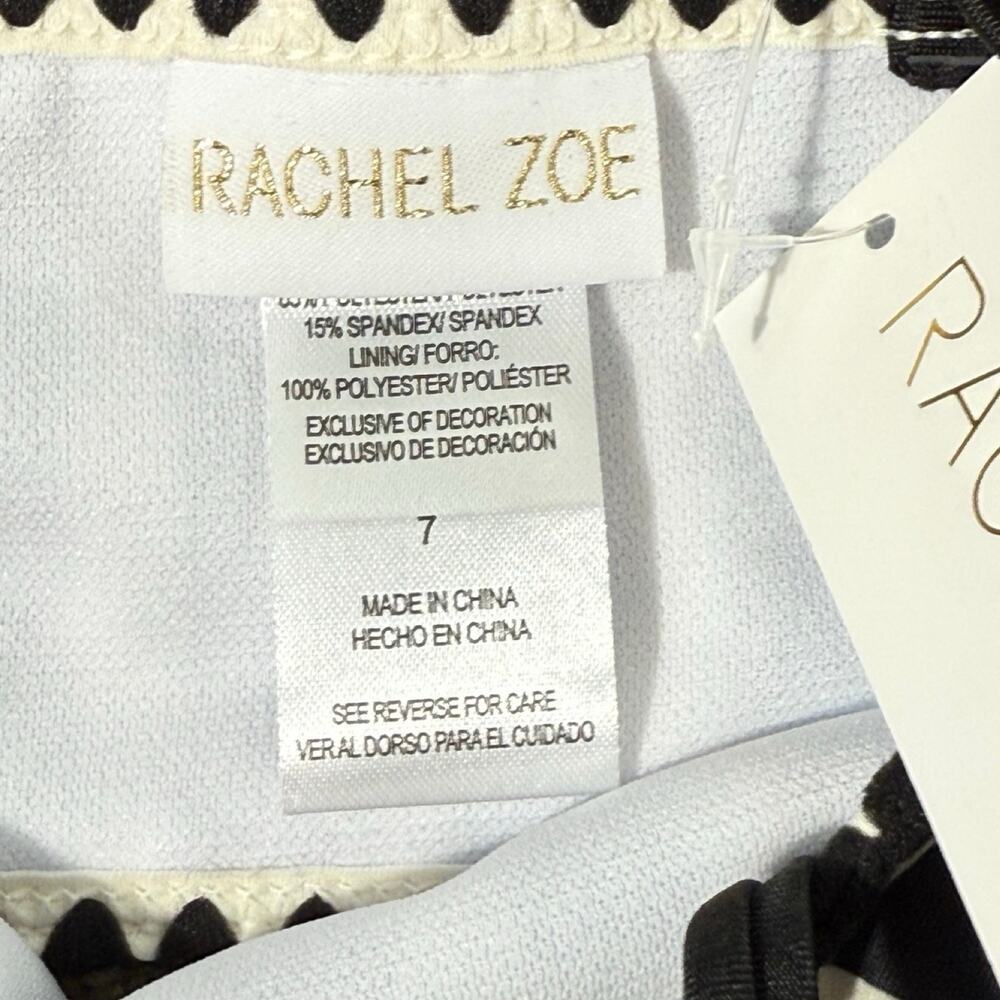 Rachel Zoe Girls Swimsuit Size 7 Black White Striped Bikini Floral Crochet Trim - Picture 7 of 7